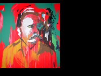 Expressionistisches Porträt nach Friedrich Nietzsche, gemalt in kräftigen Rot- und Grüntönen, Symbol für Kritik am Markt und an öffentlichem Ruhm