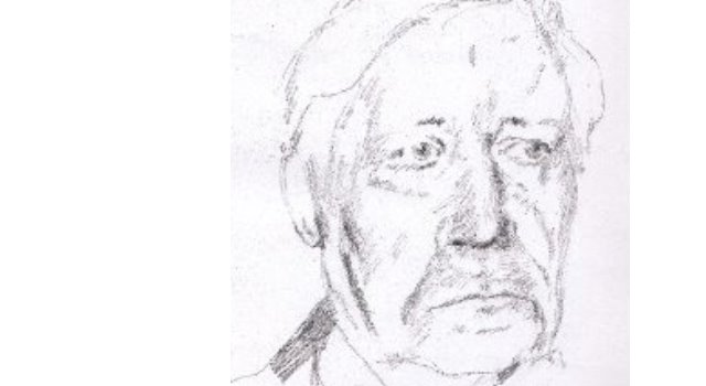 Портрет Гельмута Шмідта, колишнього федерального канцлера Німеччини, швидкий начерк олівцем