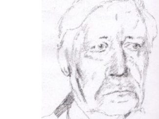Blyertsporträtt av äldre statsmann helmut schmdt i tyskt efterkrigs-sammanhang – Berlin Drawing, konst av Albert Lascaux